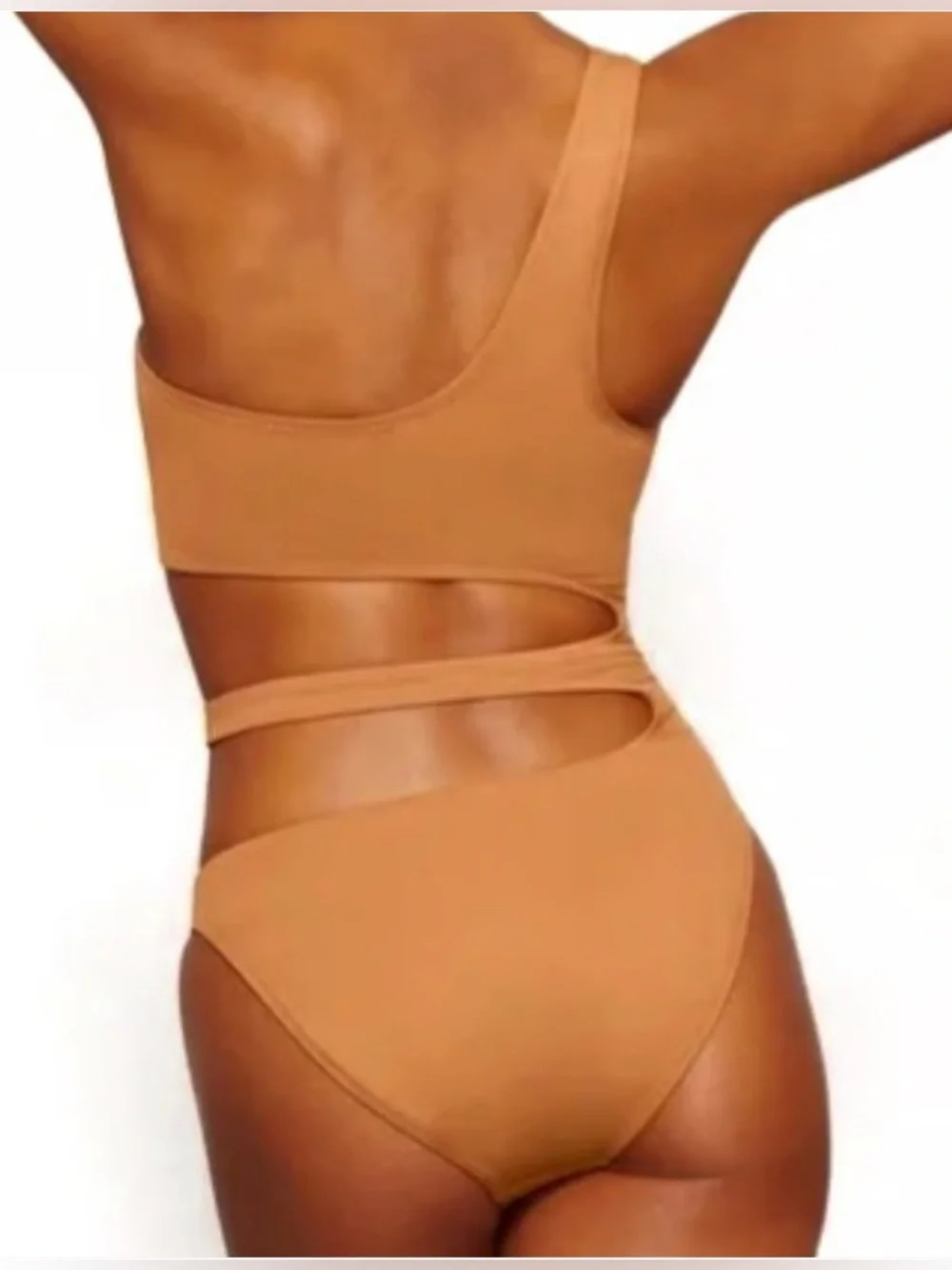 SKIMS Monokino Swimsuit Almond One Shoulder NWT Size Small